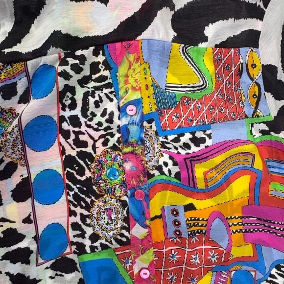 Dopamine Maximalist Abstract Artsy Tunic Color Cotton Pleats Collection Pings XL - Picture 10 of 16